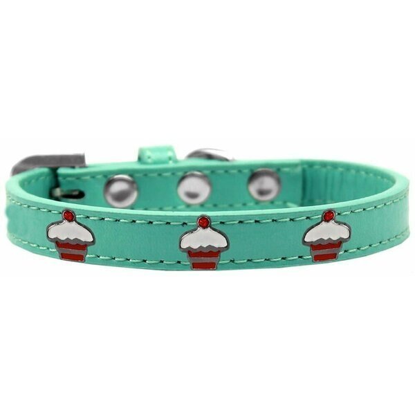 Red Cupcake Widget Dog CollarAqua Size 10, Mirage Pet Products, Mfr#: 631-28 AQ10